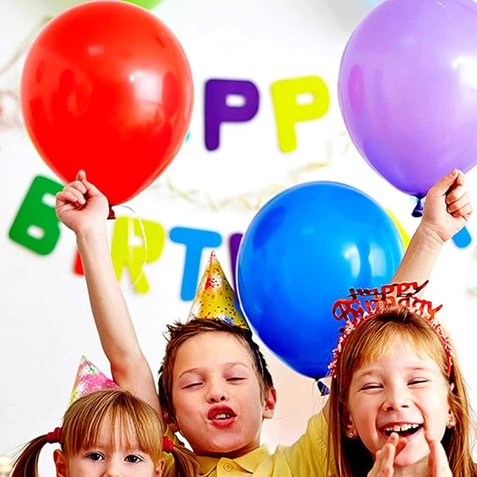100PCS Party Balloons, 12 Inches Premium Assorted Colorful Balloons, Bulk Pack of Strong Latex Balloons for Birthday, Party, Christmas, Wedding, Anniversary and Vacation