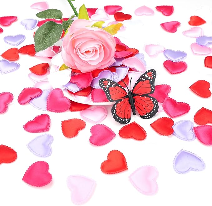 HSONAIGEE 500 Pieces Heart Confetti Decoration, 1.4 Inch Sponge Heart Table Petal Mixed Colors Romantic Decor for Valentine's Day Wedding Birthday Mother's Day