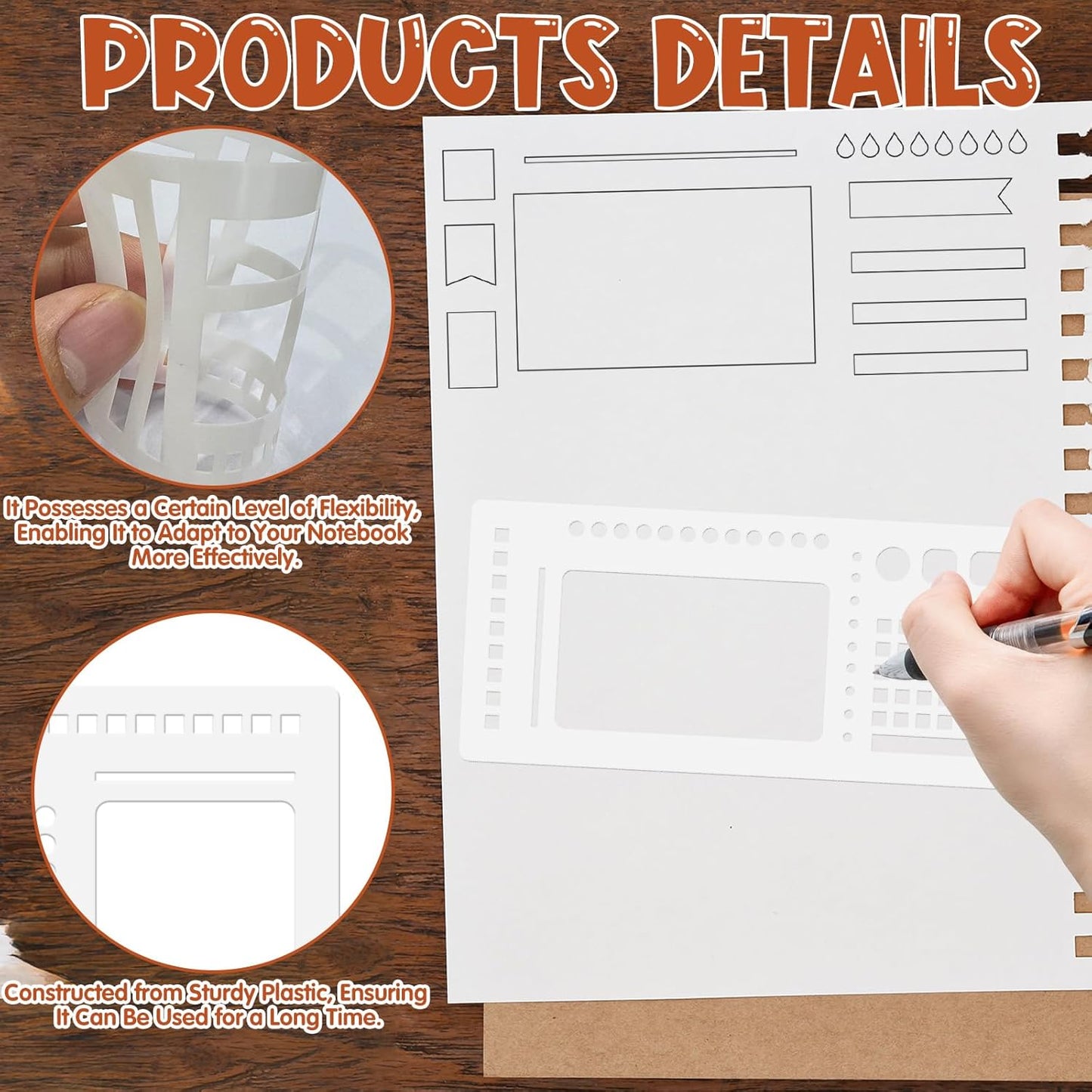 3Pcs Journal Stencil Set, Reusable Planner Stencils Templates Create Custom Weekly & Monthly Layouts for Dot Grid Journals, Enhanced Efficiency for Planning & Journaling Enthusiasts