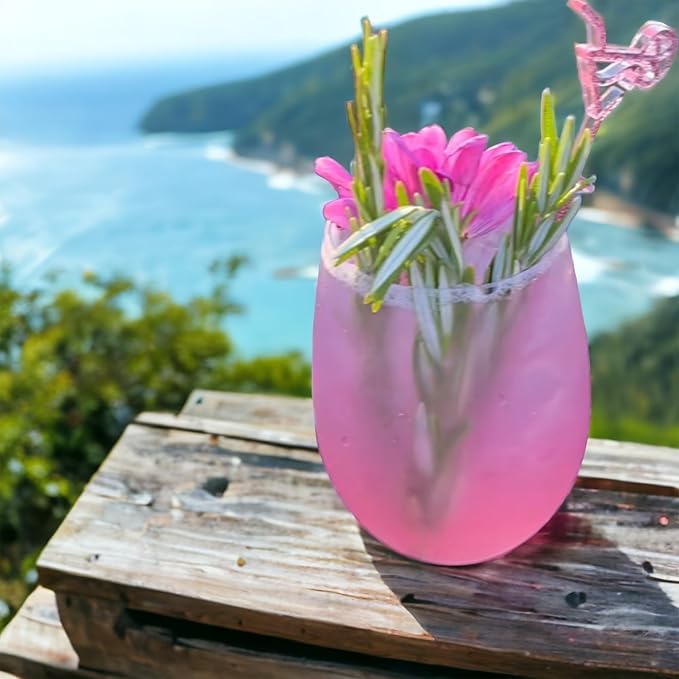 Oojami 36 Pack Pink Plastic Stemless Wine Glasses 12oz Unbreakable BPA Free Reusable Shatterproof Cocktail Cups, Disposable Drinkware for Party Wedding Birthday Bridal Shower Indoor Outdoor Events