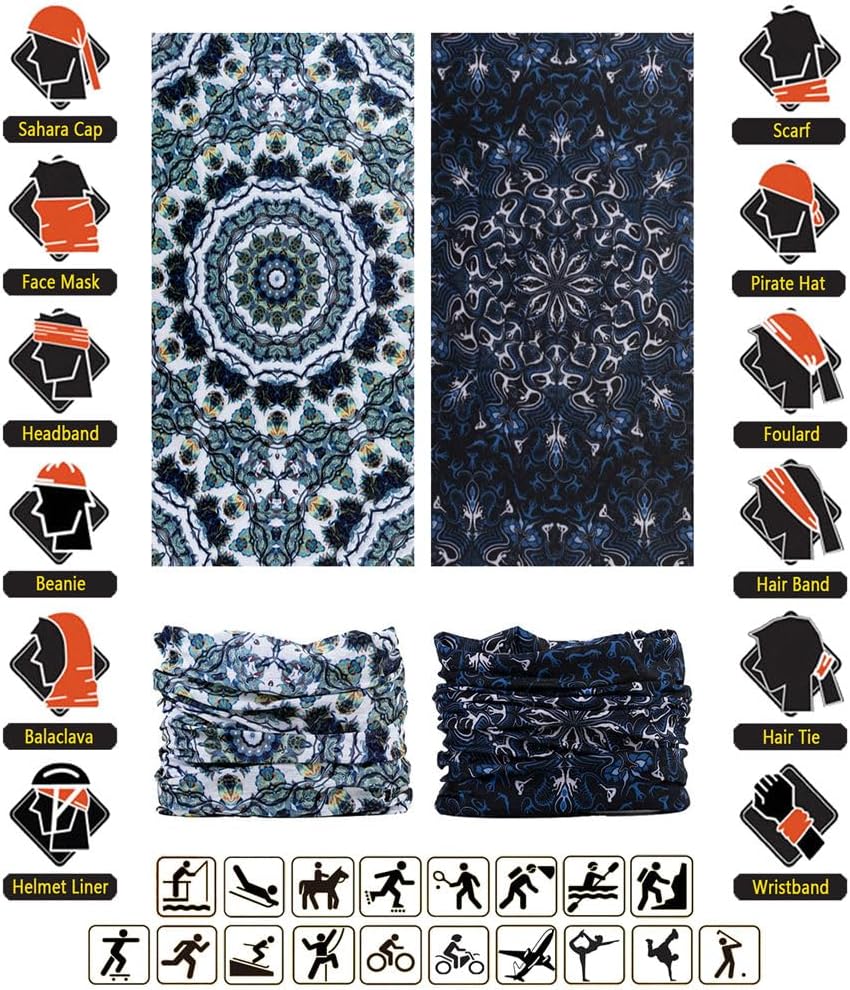 Headband Neck Gaiter Head Wrap Headwear Face Mask Magic Scarf Bandana for Men and Women