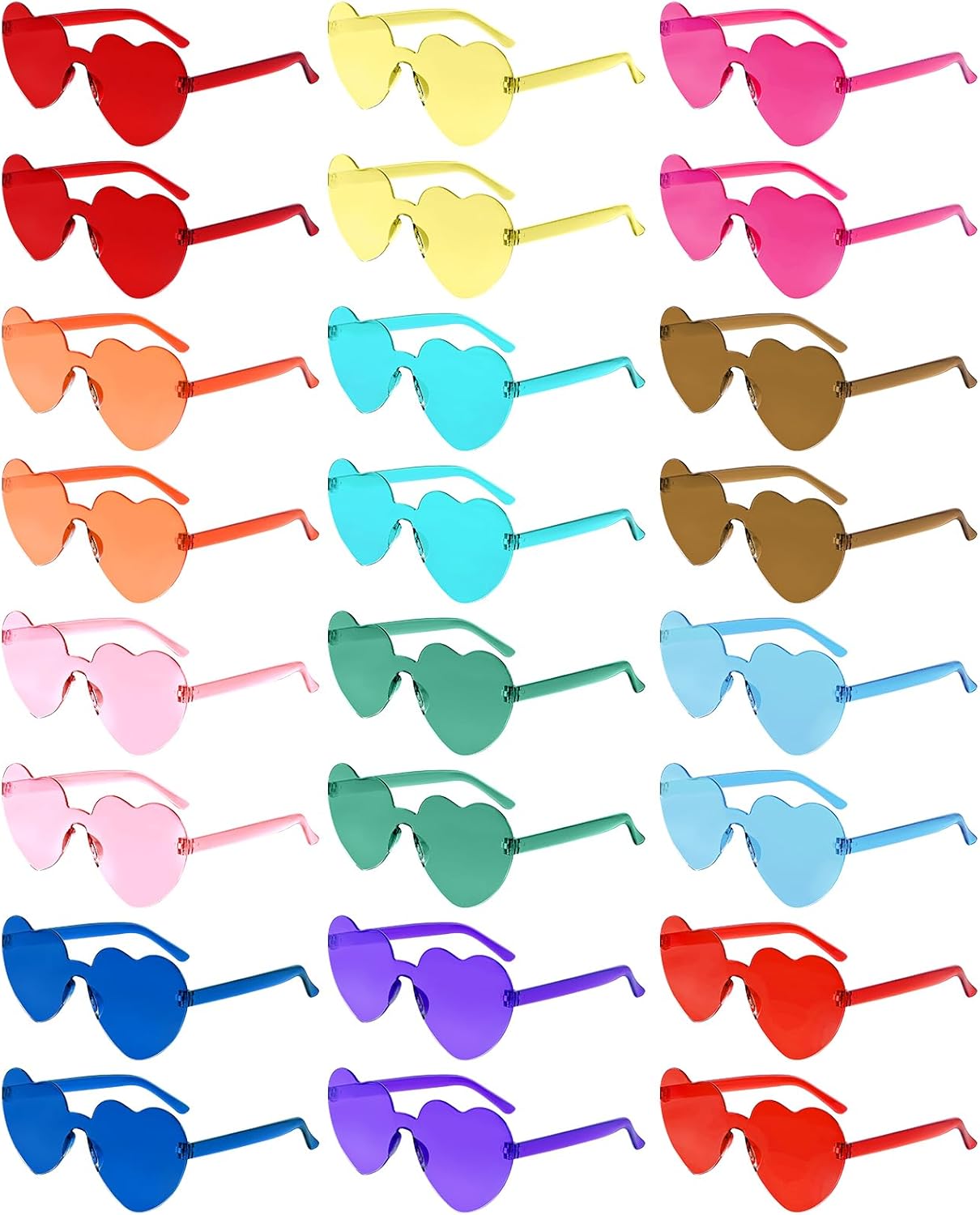 Morcheiong 12/24/36/48 Pack Heart Shaped Sunglasses Colorful Rimless Glasses Bachelorette Party Favor Eyewear for Women Girls