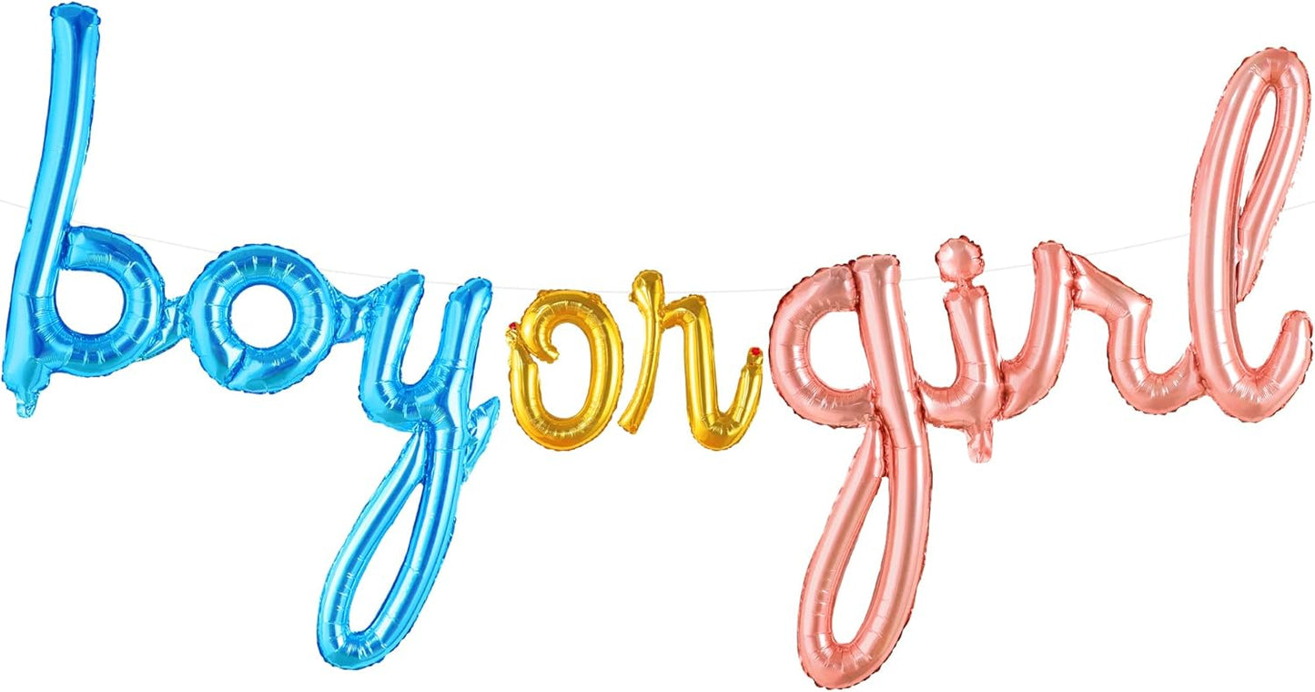 KatchOn, Boy or Girl Script Balloon - 36 Inch | Boy or Girl Balloons, Gender Reveal Decorations | Gender Reveal Sign, Baby gender reveal Balloons