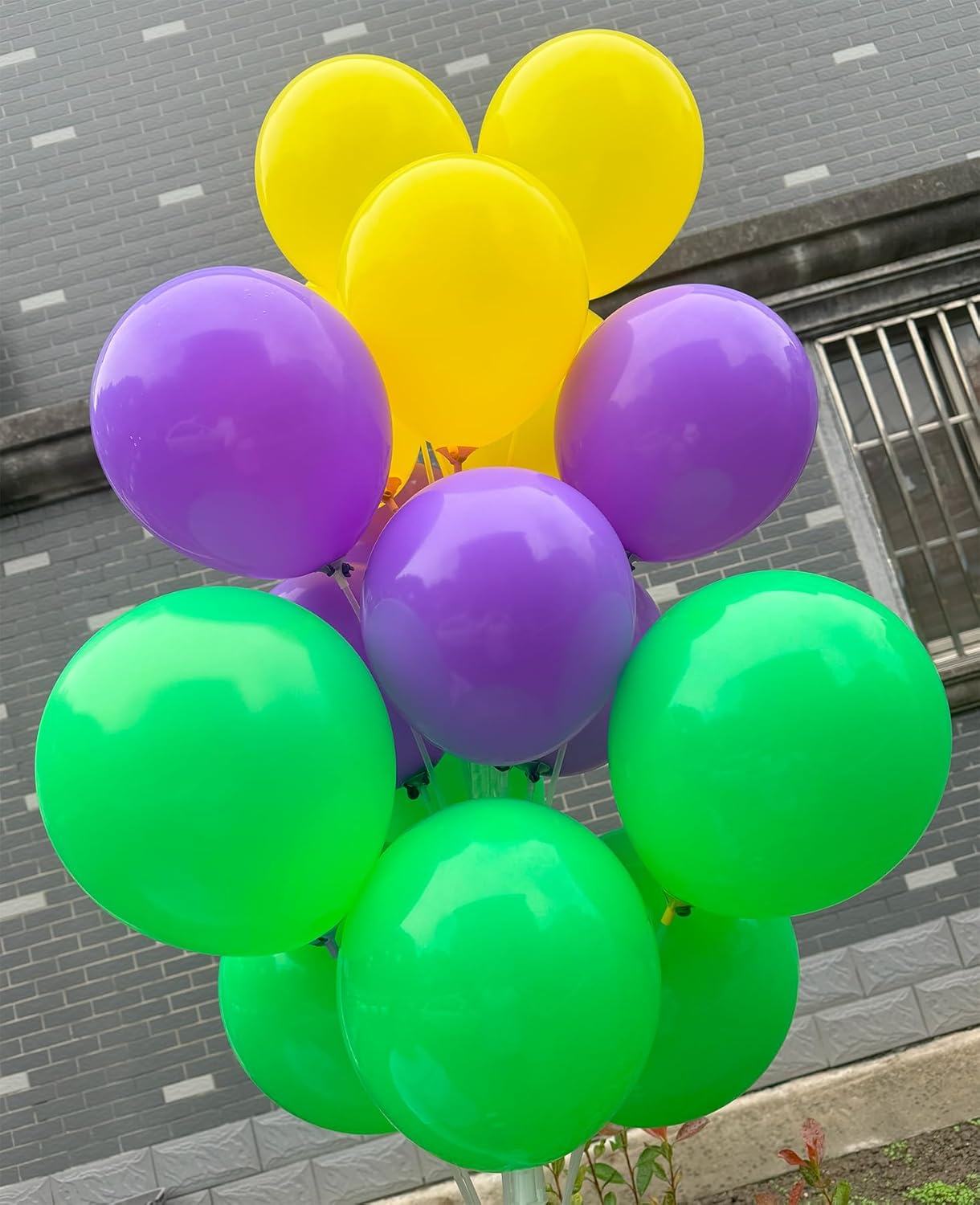 60 Pcs 12 Inch Latex Balloons in Green, Purple and Yellow, Perfect for Spring, Summer, Graduation, Easter, Wedding and Baby Shower Party Balloons Decorations