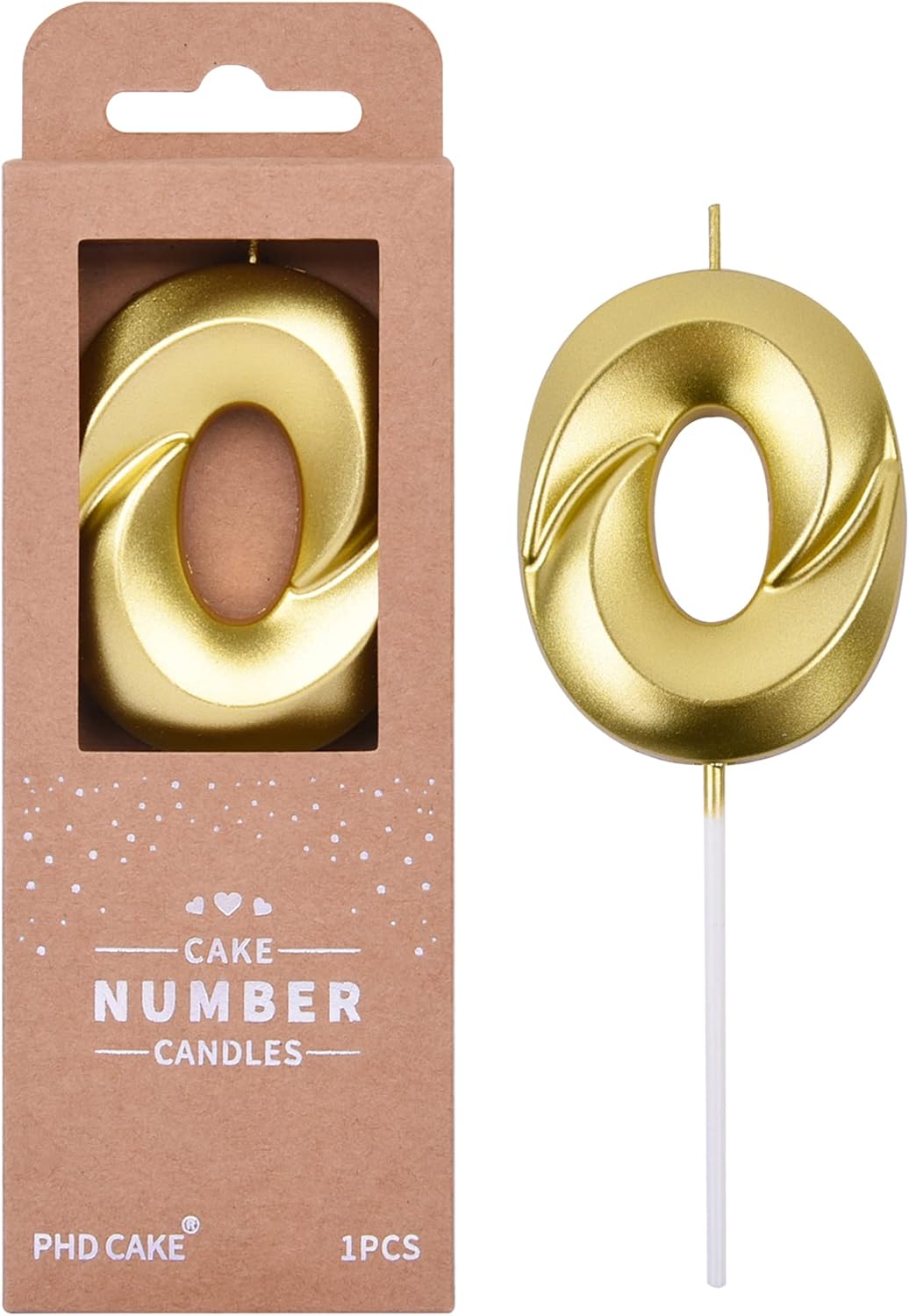 PHD CAKE 2.76 Inch Diamond Gold 0 Number Birthday Candles, Gold Number Candles, Cake Number Candles, Party Celebration