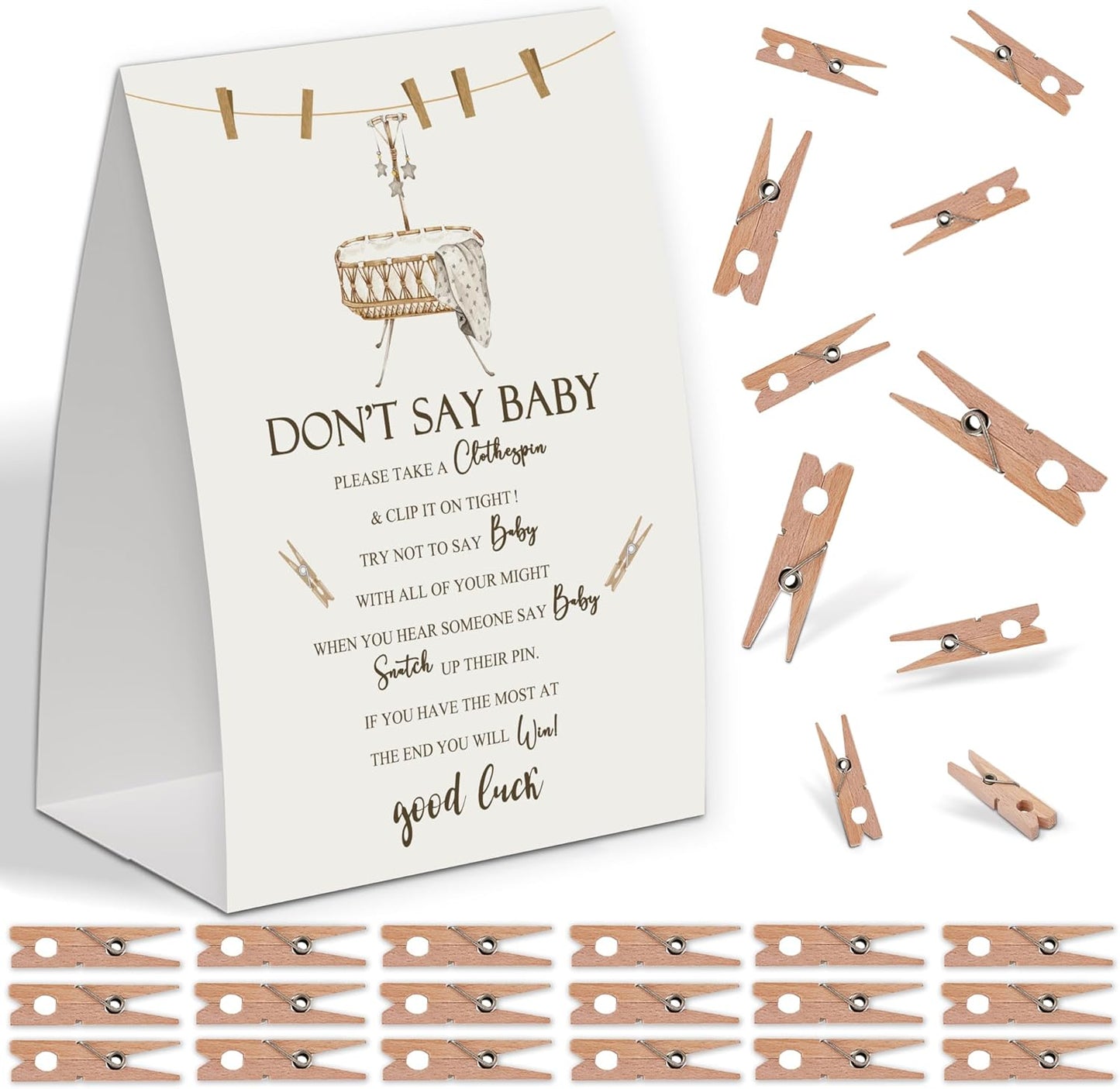 Neutral Boho Shower Decorations,Don't Say Baby Baby Shower Game,Gender Neutral Baby Shower Decorations,Small Clothespin Game,Baby Shower Ideas,Baby Shower Games 50 Guest,Fall Party Games