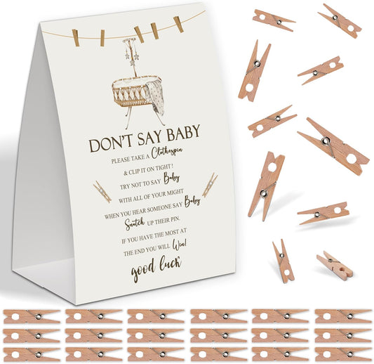 Neutral Boho Shower Decorations,Don't Say Baby Baby Shower Game,Gender Neutral Baby Shower Decorations,Small Clothespin Game,Baby Shower Ideas,Baby Shower Games 50 Guest,Fall Party Games