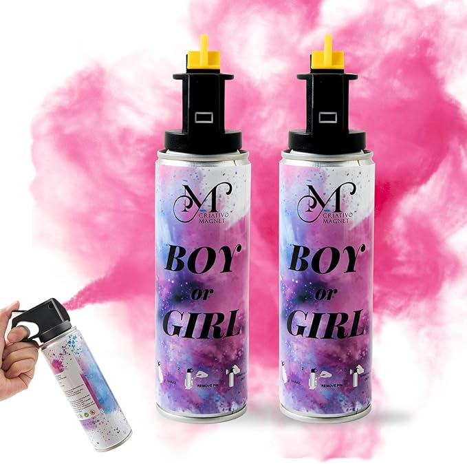 Gender Reveal Fire Extinguisher for Girls – 100% Biodegradable Baby Girl Reveal Party Decorations, Ideal for Exciting Gender Reveal Ideas (2PCS)