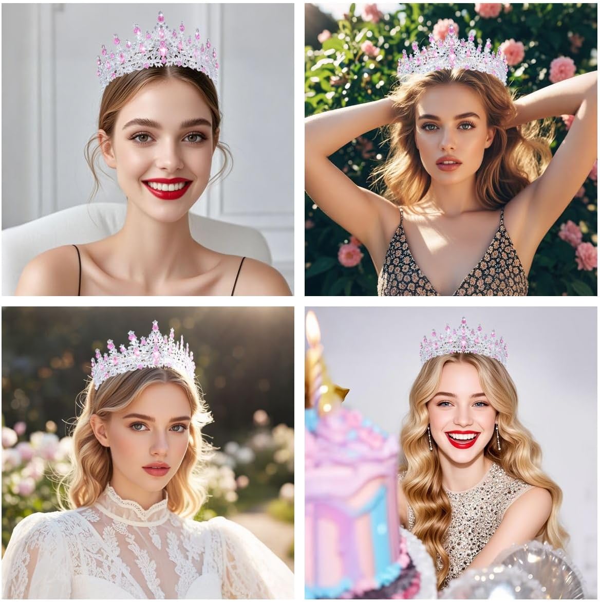 Kamirola Crystal Crowns and Tiaras Headband for Girl or Women Birthday Party Wedding Prom Bridal Halloween Christmas （TR19）