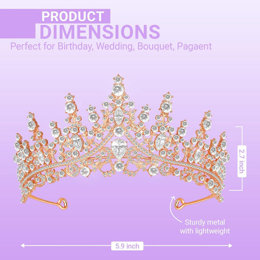 Tiara Crown for Women, Queen Tiara for Birthday Prom Bridal Party Custome Rose