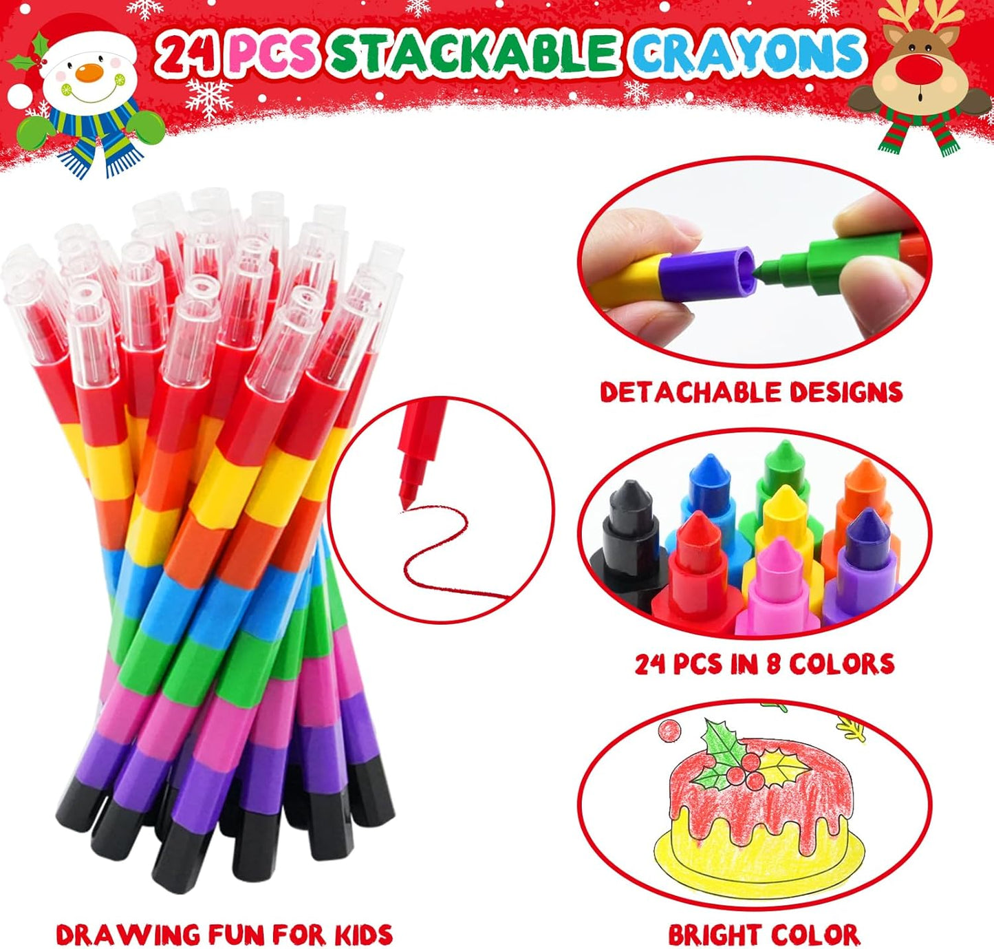 ZMLM 24 Coloring Books for Kids Party Favors: Bulk 24 Crayons Mini Coloring Books for Kids Ages 4-8 Birthday Goodie Bags Stuffers Toddlers Return Gifts Classroom Prizes Teacher Crafts (Christmas)