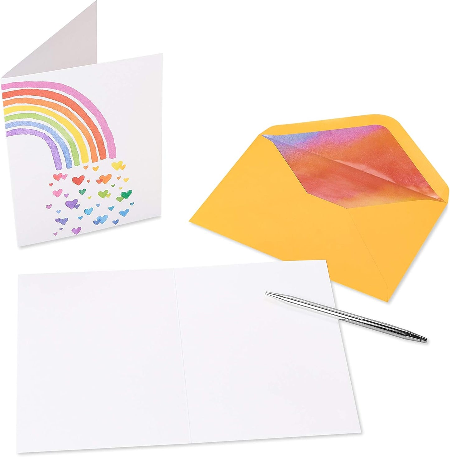 Papyrus Thank You Cards with Envelopes for Weddings, Bridal Showers, Baby Showers and All Occasions, Rainbows and Hearts (20-Count)