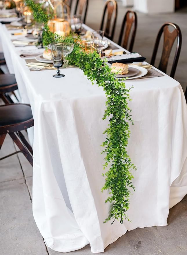 Artificial Eucalyptus Garland - Fake Greenery Leaves Vine Garlands Faux Hanging Plants for Home Mantle Table Wedding Backdrop Arch Wall Decoration, 3 Packs