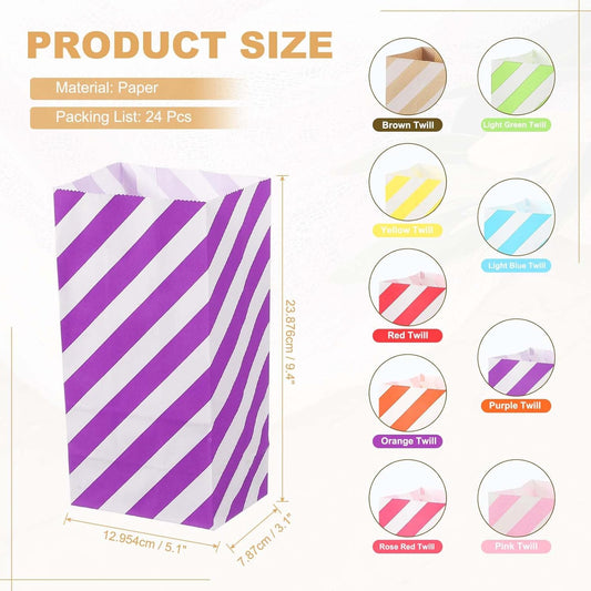 PATIKIL Party Favor Bag, 24 Pcs 3.5x2.4x7.1 Inch Mini Paper Candy Bags Gift Treat Celebration Halloween Goody Birthday Wedding Party with Stickers, Purple Twill