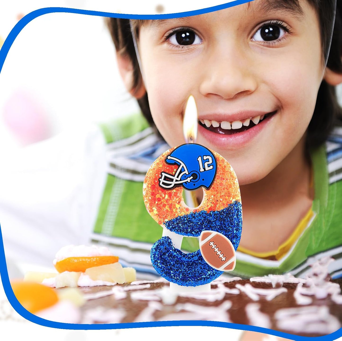 Football Birthday Candles Numeral 6 Candles Cake Topper Decorations Football Birthday Cake Decorations for Boys Girls Kids Party Supplies
