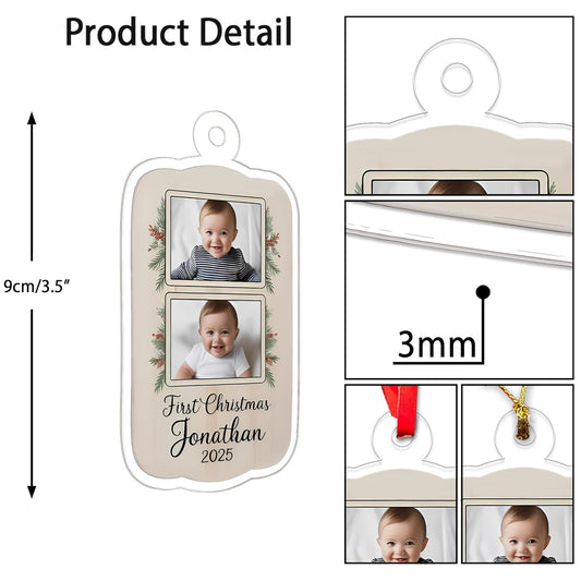 Custom Photo Baby Christmas Ornament, Personalized Newborn Gift, Baby Room Decor, Baby First Christmas Gift Acrylic Ornament – Personalized Christmas Tree Decoration, Custom