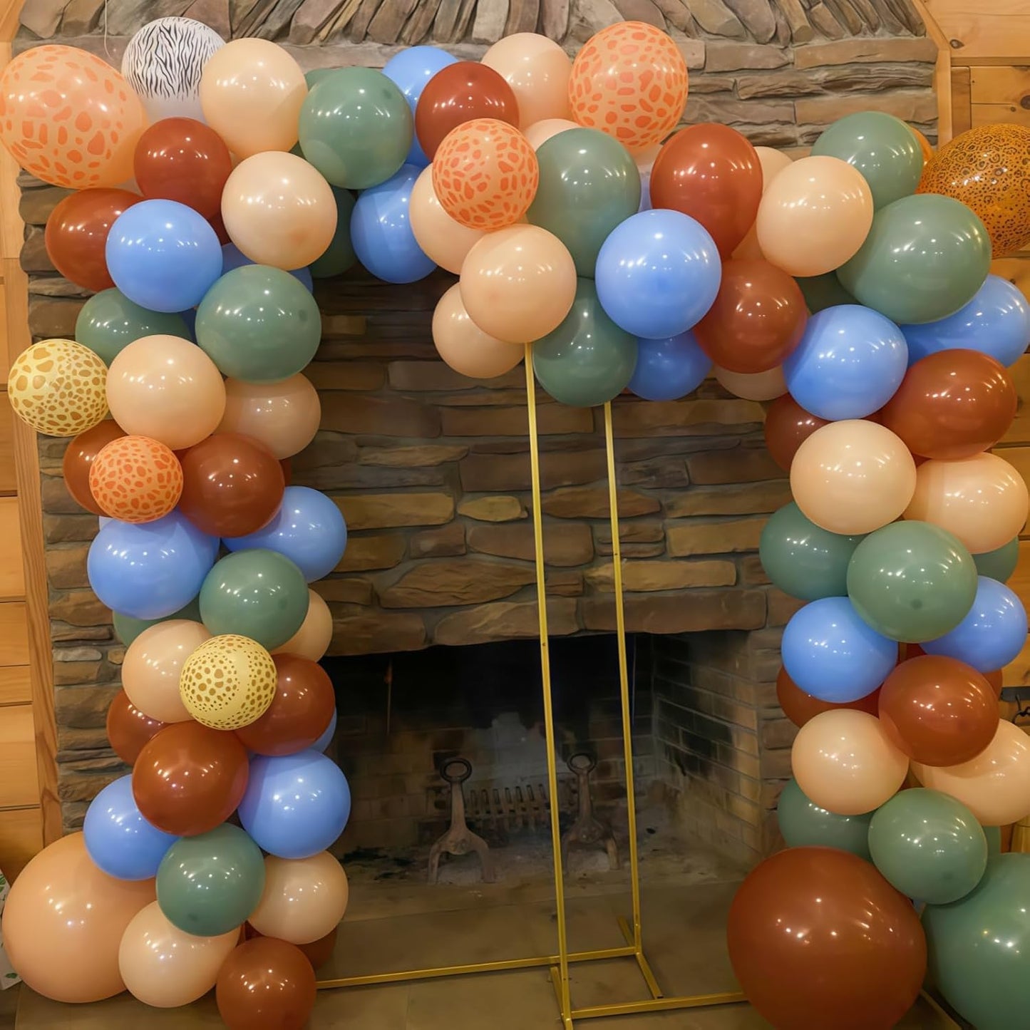 Sage Green Brown Balloon Arch Garland Kit, Olive Green Cream Nude Safari Balloons Brown Coffee Beige Light Blue Giraffe Print Balloons for Jungle Hunting Woodland Birthday Baby Shower Wild Decorations