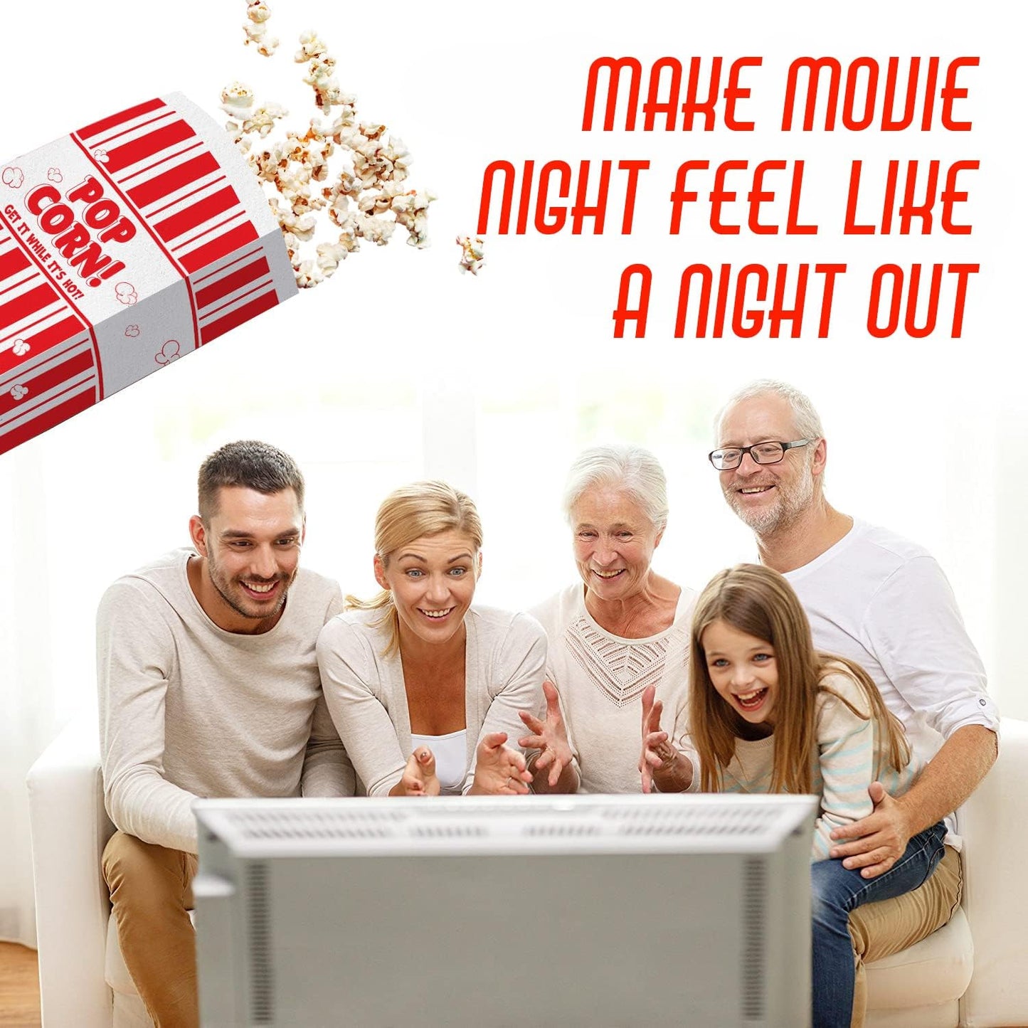 Popcorn Bags Coated for Leak/Tear Resistance. Single Serving 1oz Paper Sleeves in Nostalgic Red/White Design. Great Movie Theme Party Supplies or for Old Fashioned Carnivals & Fundraisers! (500)