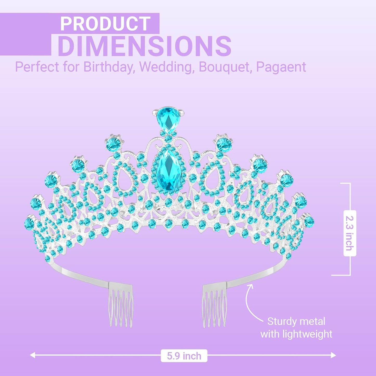 Tiara Crown for Women, Queen Tiara for Birthday Prom Bridal Party Custome Blue