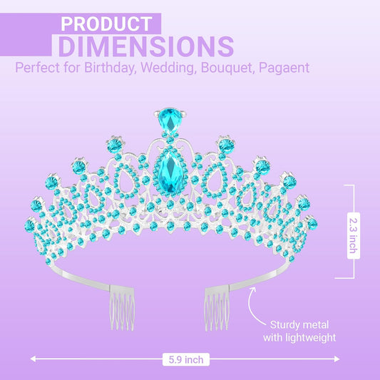 Tiara Crown for Women, Queen Tiara for Birthday Prom Bridal Party Custome Blue