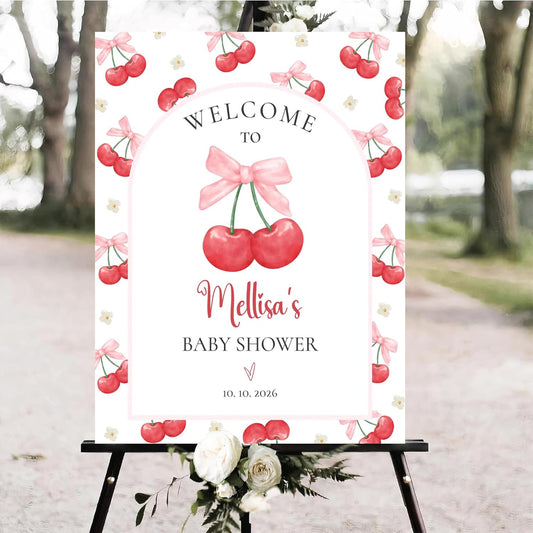 Personalized Pink Bow Baby Shower Welcome Sign, Custom Minimalist Bow Baby Girl Party Sign, Baby's Shower Gifts, Birthday Gifts, Gender Reveal Decorations, Newborn Announcement Party Supplies - 23