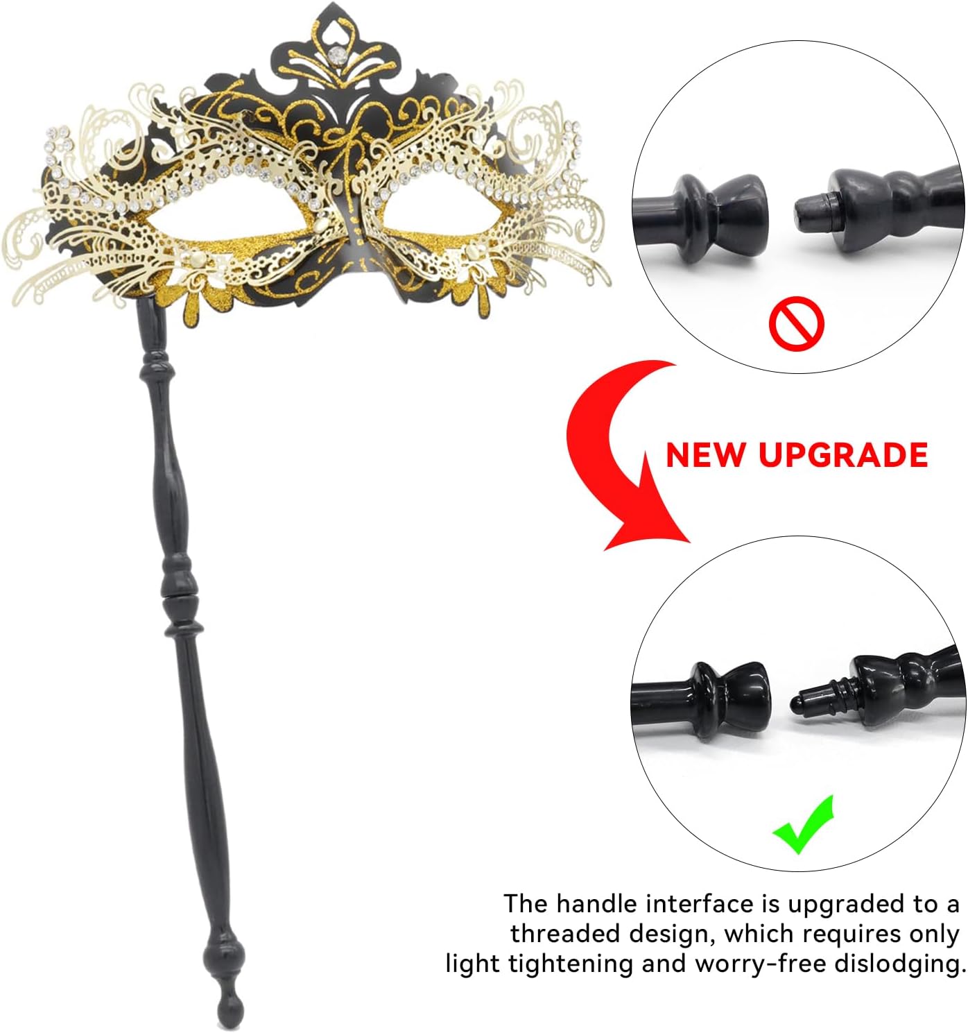 Coddsmz Masquerade Mask with Stick Venetian Mask Mardi Gras Decorations for Womens Halloween Costume Mask