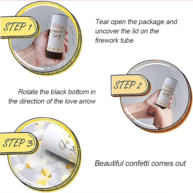 White Confetti Cannon, 6 Pack Mini Party Poppers Shooters Party Confetti Cannon Biodegradable Confetti for Wedding Kids Birthday Wedding Party Supplies