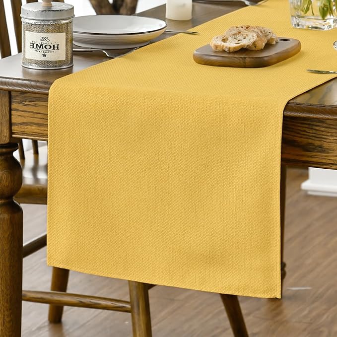 Artoid Mode Yellow Table Runner, Seasonal Summer Fall Washable Kitchen Dining Table Decoration for Home Party Decor 13x36 Inch
