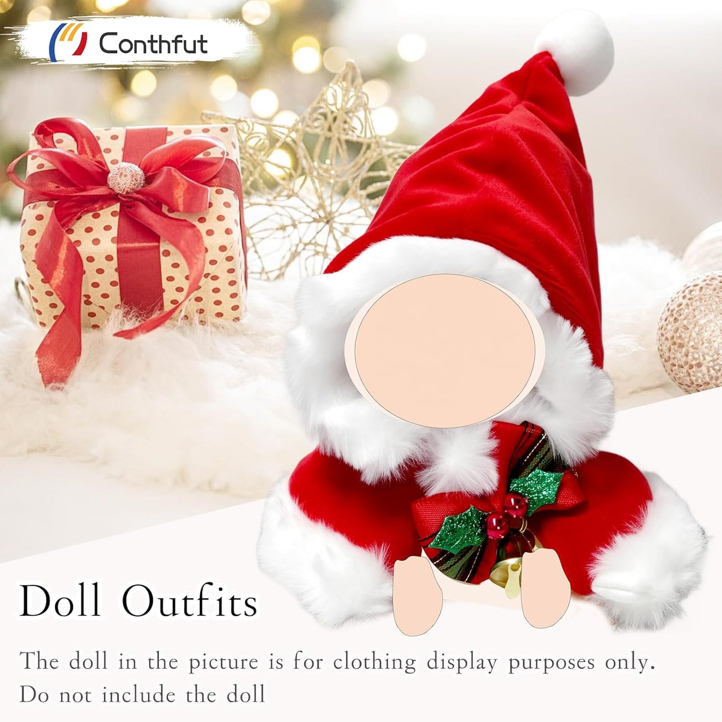 17cm/15cm Doll Clothes Christmas Outfit Set,Christmas Cape with Hat Accessories for Dolls,Clothes Set for Dolls Dress Up (No Doll) (Red 01)
