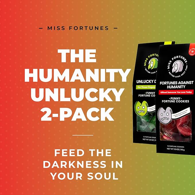 Miss Fortunes, Funny Fortune Cookies, The Two-Pack Shakur (Multi-pack of 2 Dozen Cookies) (Fortunes Against Humanity + Unlucky Dozen)