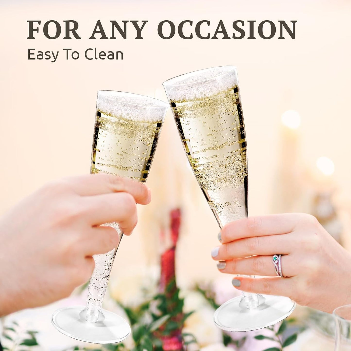 30 Pack Clear Plastic Champagne Flutes 5oz – Shatterproof Disposable Wine Cups for Wedding, Party, Birthday, Toasting, Bridal Shower, Mimosa – Elegant & Easy Cleanup