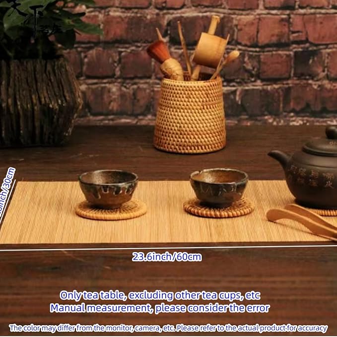 Carbonized Bamboo Matchstick Natural Table Runner, Bamboo Table Runner, Natura Tablemat, Home Décor, 1 Pcs, 12 x 24 Inch Anti-Slip Vintage Coffee/Tea Mats