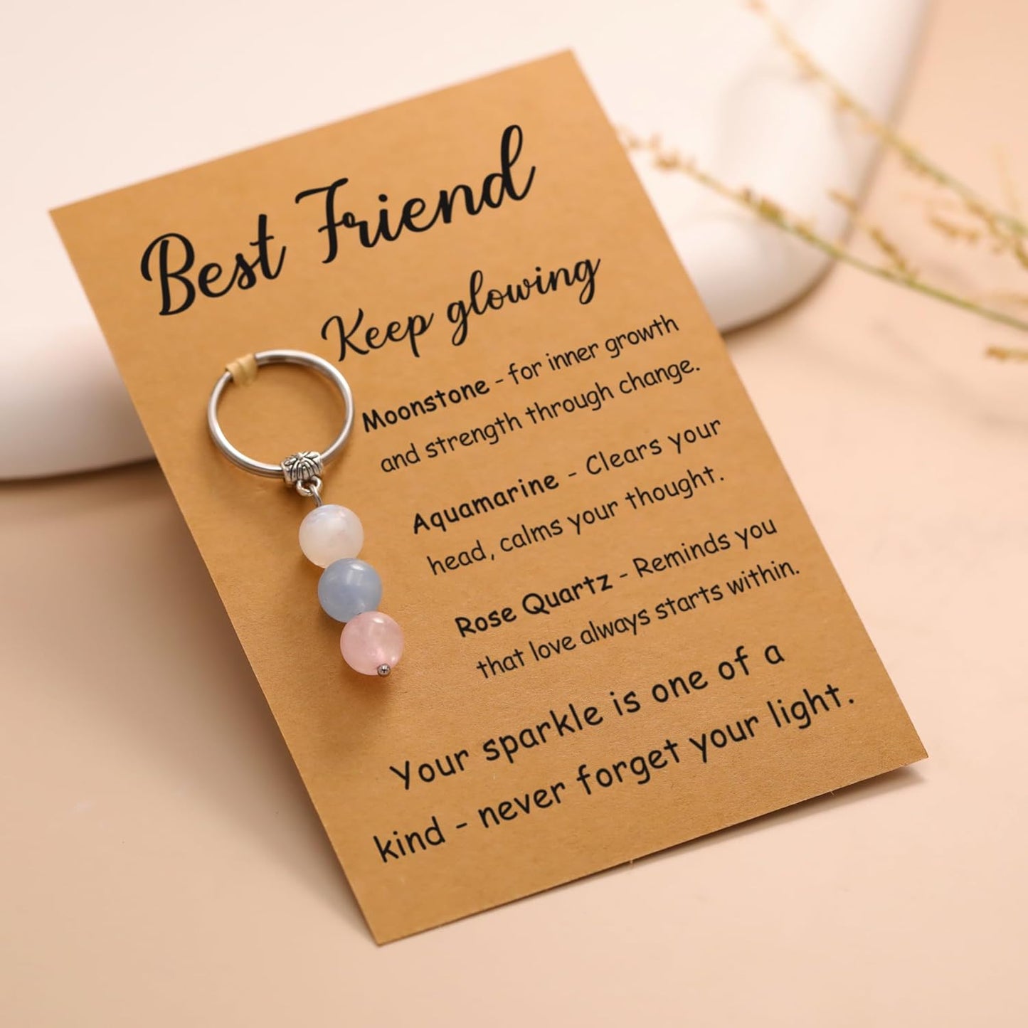 PRCOLUX Natural Healing Crystal Keychain Gifts for Women, Best Friend, Mom, Aunt, Wife Birthday Christmas Graduation Gifts