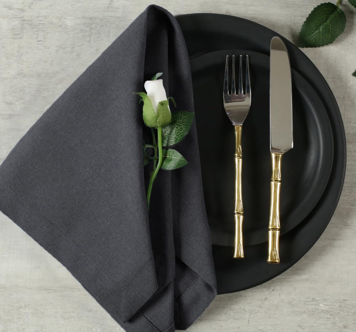 Homidate Cotton Dinner Cloth Napkins Set of 12 – 18x18 Dark Grey Fabric – Reusable & Machine Washable Dinner Napkins for Weddings, Restaurants & Everyday Use
