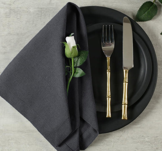 Homidate Cotton Dinner Cloth Napkins Set of 12 – 18x18 Dark Grey Fabric – Reusable & Machine Washable Dinner Napkins for Weddings, Restaurants & Everyday Use