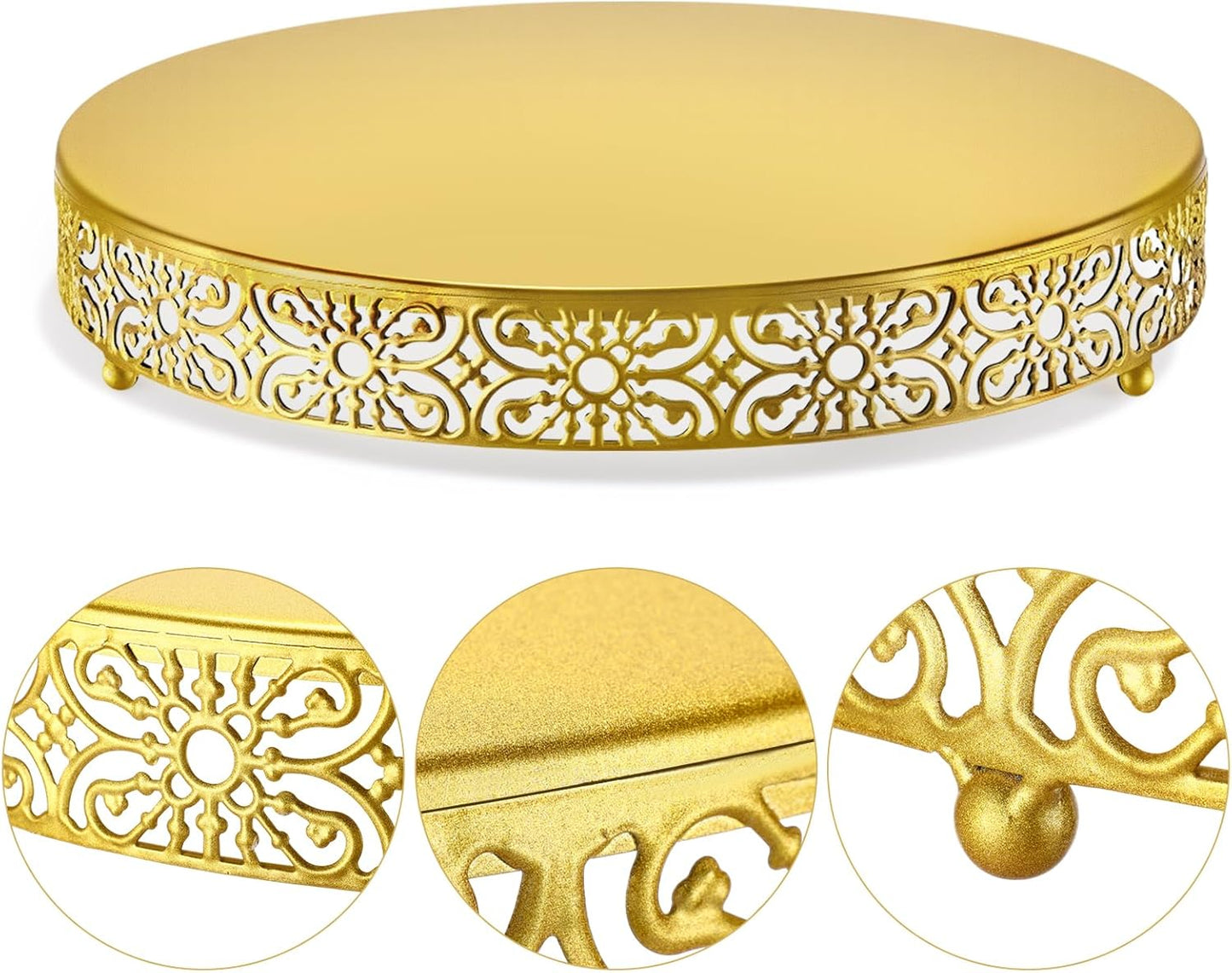 Wenqik 18 Inch Gold Cake Stand Metal Round Cake Stands Set Dessert Display Cupcake Stands Plates for Wedding Brithday Party Celebration