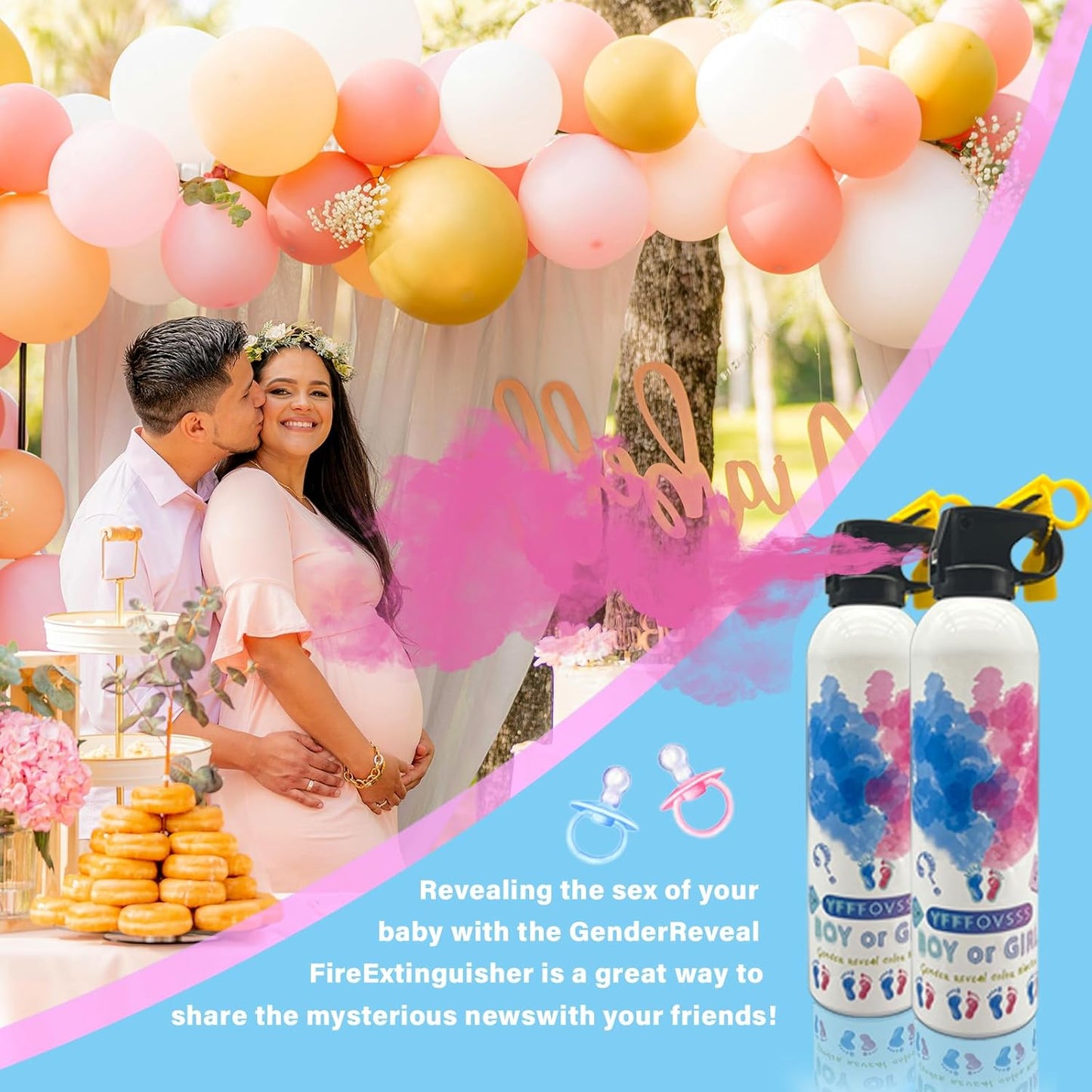 Gender Reveal Fire Extinguisher-2 Packs Pink Gender Reveal Smoke Spray Set for Baby Girl-Biodegradable Party Supplies Ideas & Decorations for Baby Shower (Pink Small)
