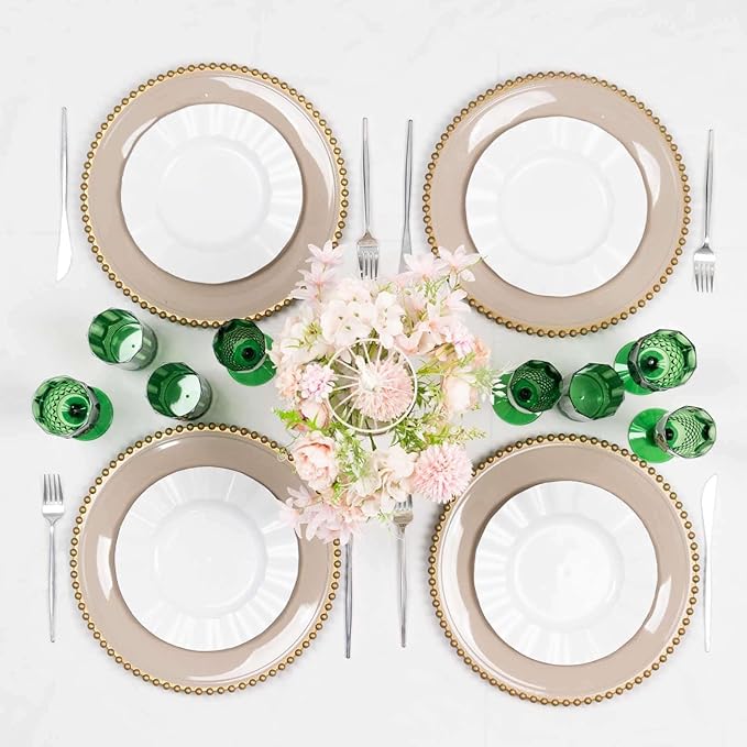 Efavormart 6-Pack Champagne Glasses, 8oz Shatterproof Plastic Crystal Cut Toast Flutes, Hunter Green for Party Celebration Wedding