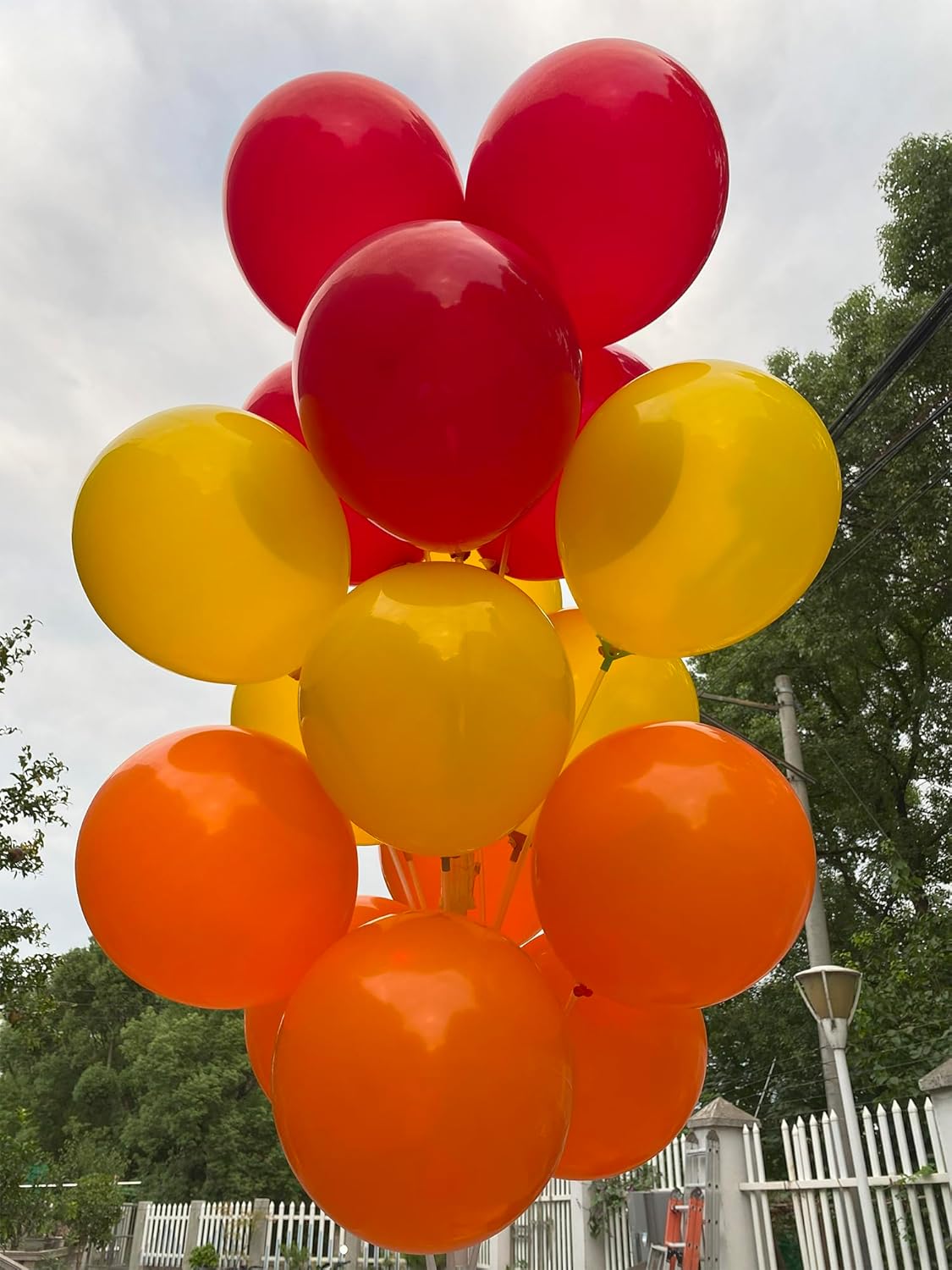 60 Pcs 12-Inch Latex Balloons in Yellow, Orange, and Red - Thanksgiving Day, Valentine's Day, Graduations, Birthday, Fall Celebrations,Baby Shower, Party Supplies