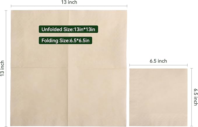 MORGIANA 300-Pack 100% Bamboo Compostable Napkins - Eco-Friendly Disposable Hand Towels for Parties, Restaurants, and Christmas Dinner(6.5 x 6.5Inch)