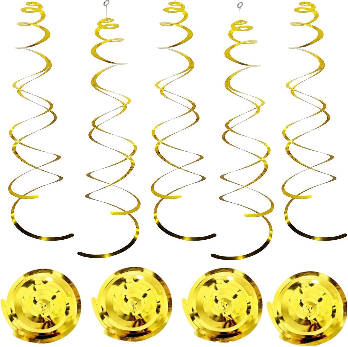 30 Pcs Gold Hanging Swirl Party Decorations,Sparkle Birthday Ceiling Decorations,Streamers for Wedding Party Anniversary Graduation Holloween Christmas (Gold)