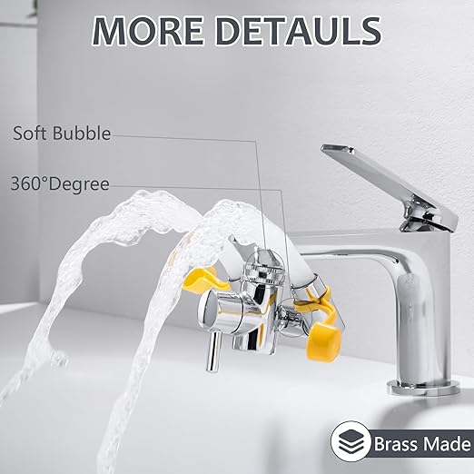 TIDYENDURE Faucet Mounted Eyewash Station with Cover, Faucet Mounted Emergency Eye Wash Station Sink Attachment, Eye Wash Kit, Eye Wash Unit for Lab, Factory, Industry Site, Workshop, Office and Home