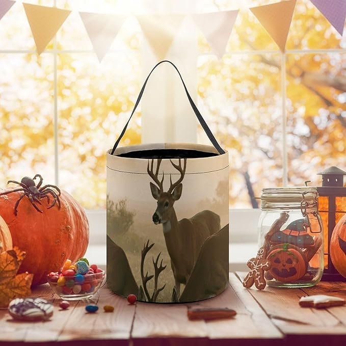 Halloween Candy Bucket - Deer Grass Hunting Trick Or Treat Candy Bag, Gift Bag for Party Favor Supplies