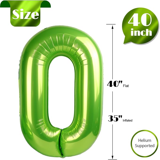 Light Green Number Balloon 40 Inch, 0 Number Balloons, 10 20 30 40 50 Numbers Balloon Birthday Decorations, Party Supplies for Women