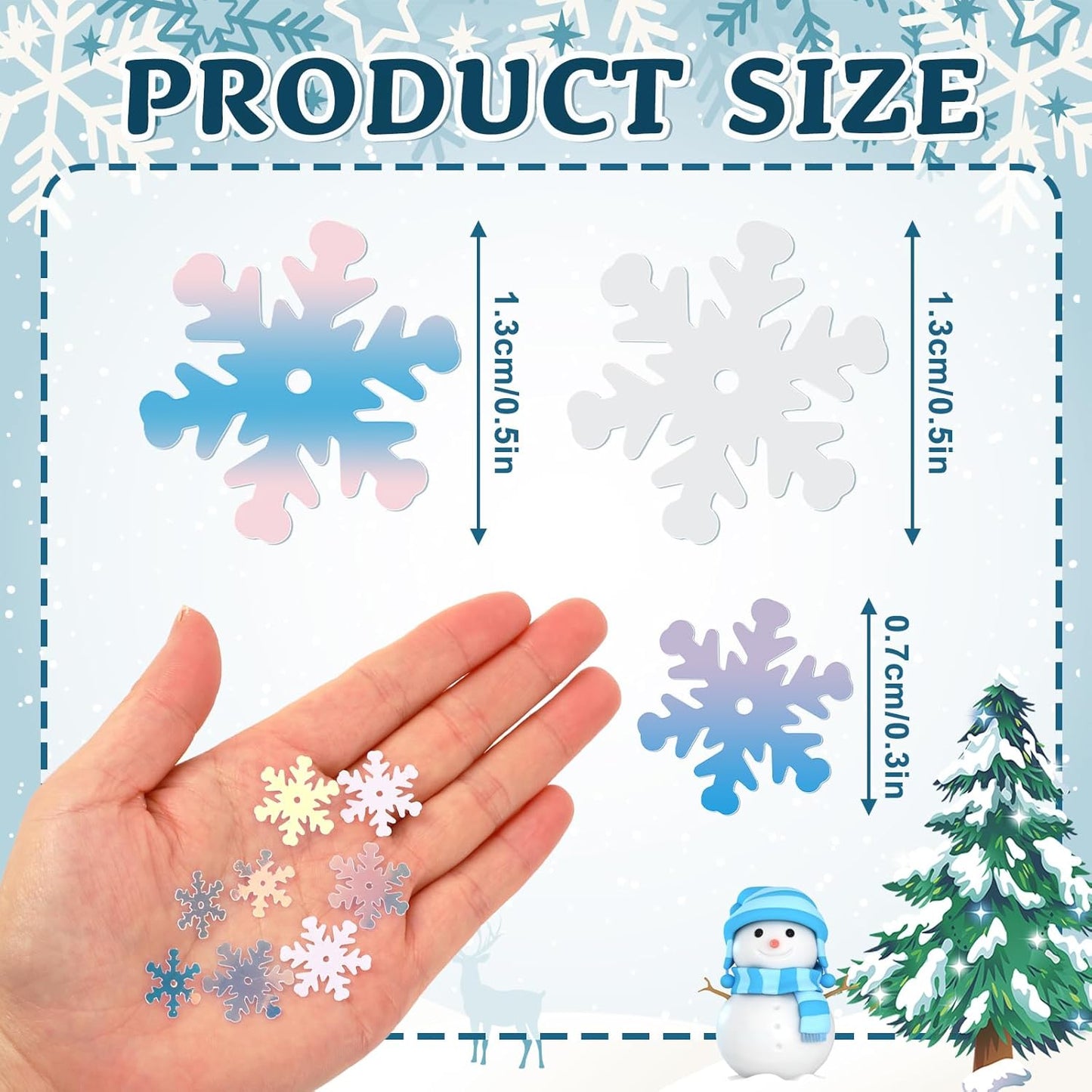MARFOREVER Christmas Snowflakes Confetti Decorations, Iridescent Clear White Snowflake Table Confetti Mixed Winter Glitter Sequins for Xmas Winter Wonderland Party Home Decoration