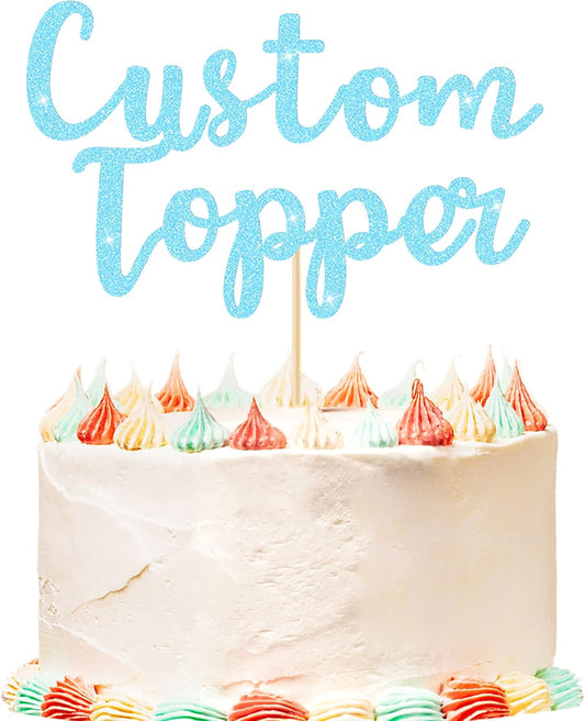 Personalized Cake Topper Birthday Cake Toppers 11 Colours Wedding Cake Topper with Any Text Age Glitter Double Sided Cake Decoration for Anniversary Baby Shower Graduation(Baby Blue)