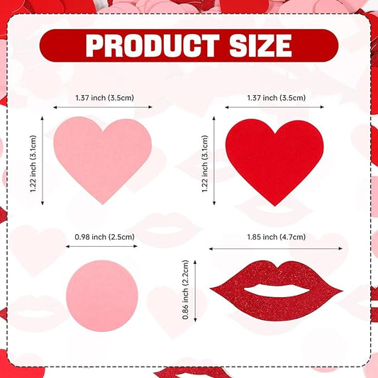 200 Pcs Dark Red Lips and Pink Hearts Confetti Mix - Valentine's Day Confetti for Parties, Romantic Wedding Decor, Table Scatter, Anniversary & Proposal Decorations