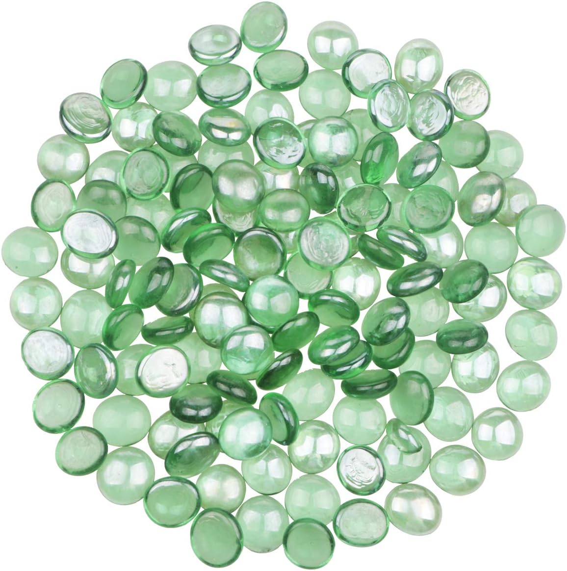 YIYA Green Flat Marble Decorative Beads Glass Gems for Home Decoration Vase Filler Fish Tank Bottom Decoration (About 0.68 lb(310g)/Bag)