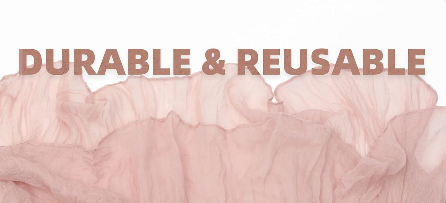 FEXIA Cheesecloth Table Runner Dusty Pink 35x120 Inches 4 Packs Gauze Table Runner Burnt for Wedding Decor Reception Bridal Shower Baby Shower Birthday Centerpiece Engagement