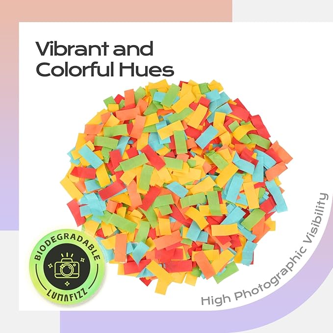 12 InchConfetti Biodegradable [6 Pack Confetti Cannons | Multicolor Confetti Poppers for Wedding Celebration, Birthday Party Christmas Eve and Christmas Gifts and New Year Celebration (Dopamine color)